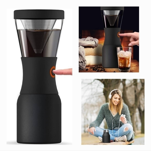 PORTABLE COLD BREW COFFEE‎ MAKER 34OZ ASOBU BLACK - Picture 1 of 5